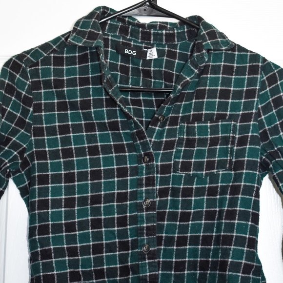 Urban Outfitters BDG Green Button Up Flannel Small - Picture 2 of 5
